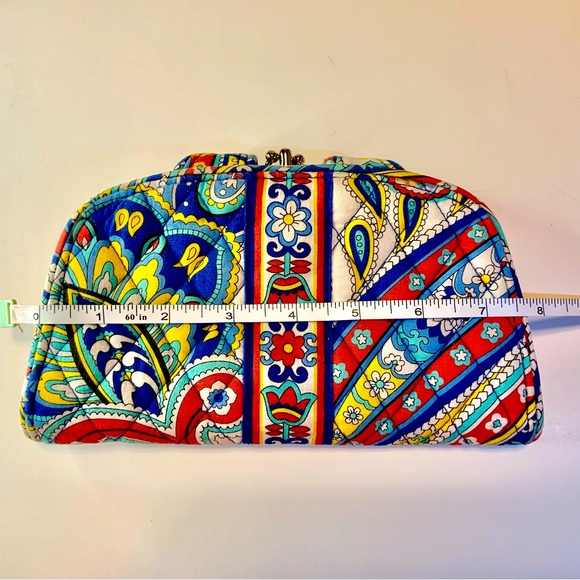 Vera Bradley Bifold Marina Blue Paisley Double Kiss Clasps Snaps Quilted Wallet - Picture 12 of 12